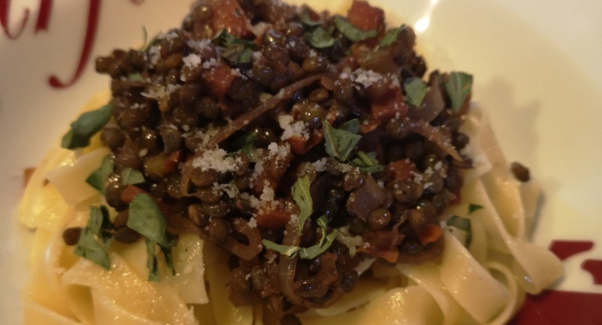 Tagliatelles et lentilles de chez Gumi et ses 4 épices